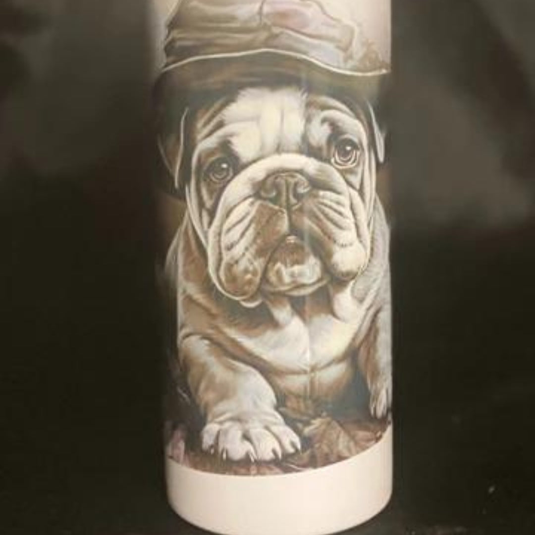 Tumbler Slim 20oz - Bull Dog - Halloween Black And White