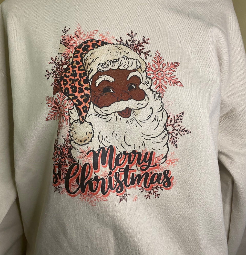 Black Santa - Merry Christmas Sweatshirt