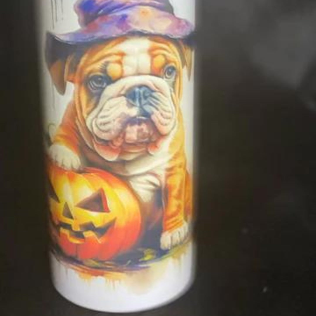 Tumbler Slim 20oz - Bull Dog - Halloween